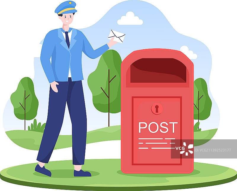 穿着制服的卡通邮递员图片素材