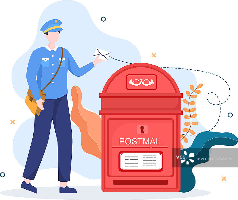 穿着制服的卡通邮递员图片素材