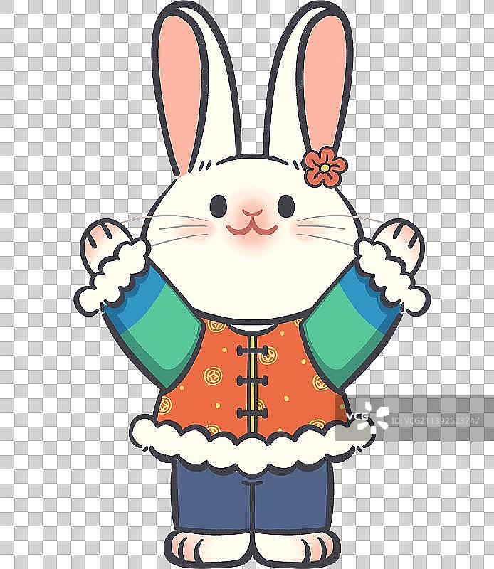 卡通可爱风格穿着棉服的兔子图片素材