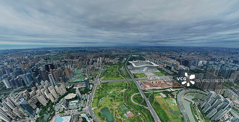 航拍成都金融岛及高新区城市建设风景图片素材