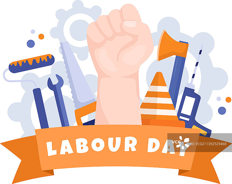 各行各业的人们庆祝劳动节图片素材