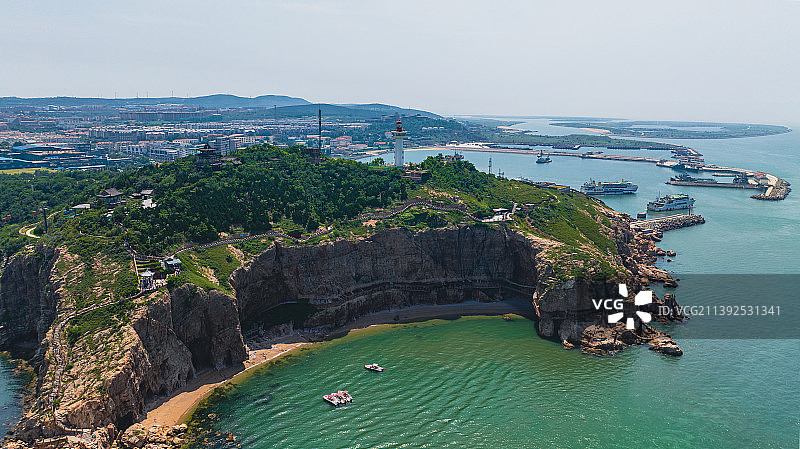 航拍视角下的蓬莱图片素材