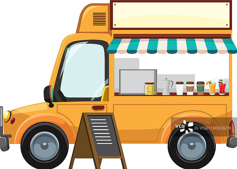 白色背景上的可爱餐车图片素材