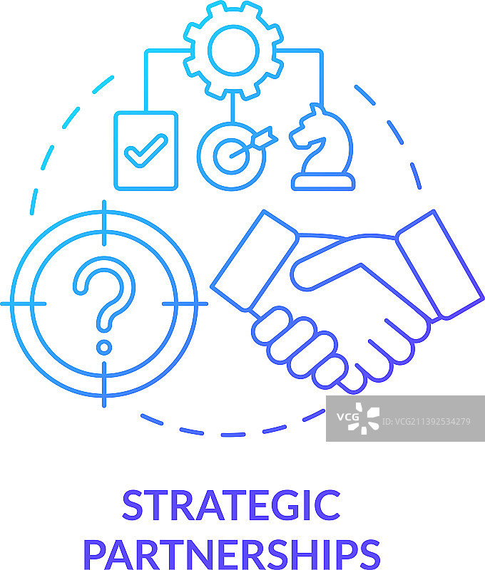 战略合作伙伴关系蓝色渐变概念图标图片素材