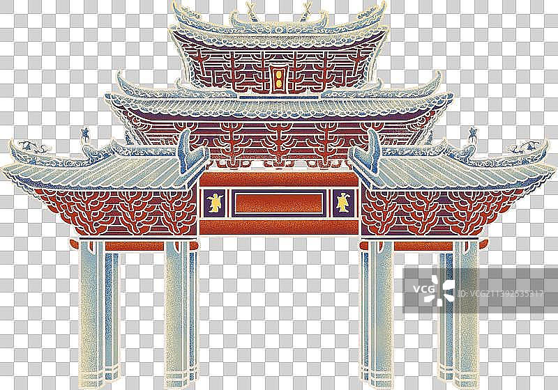 中式古典建筑传统建筑祖庙牌坊图片素材