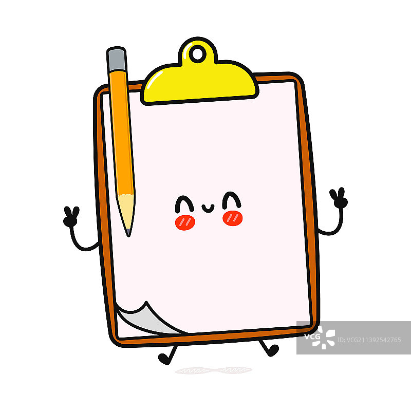 手绘的可爱搞笑剪贴板角色图片素材