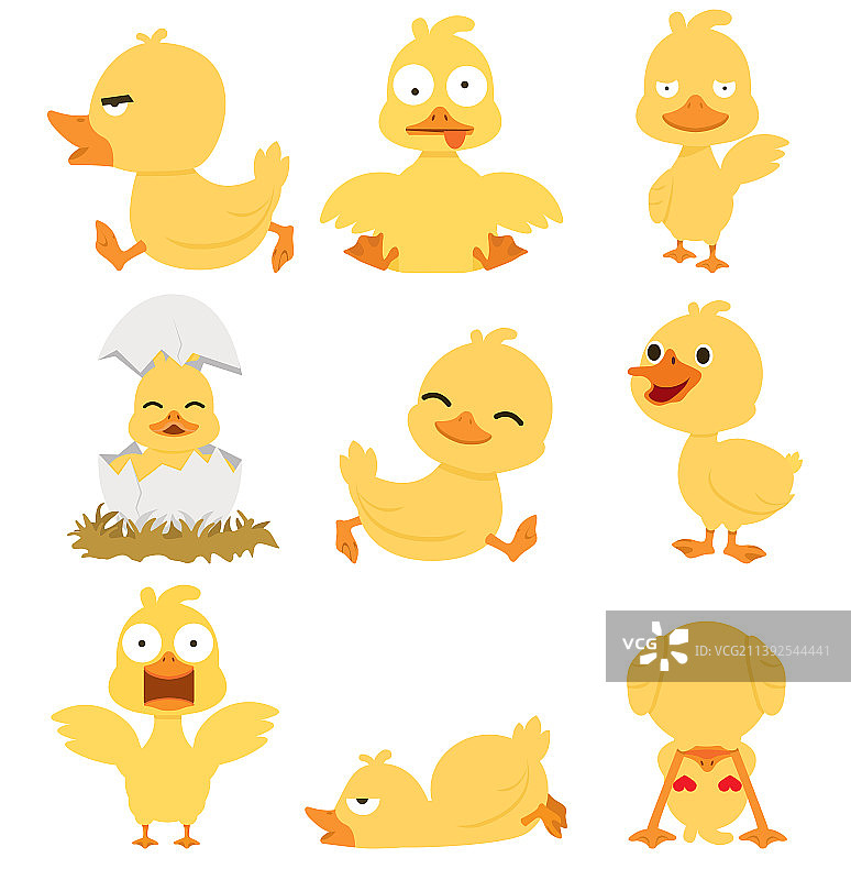 可爱的黄色小鸭卡通合集图片素材