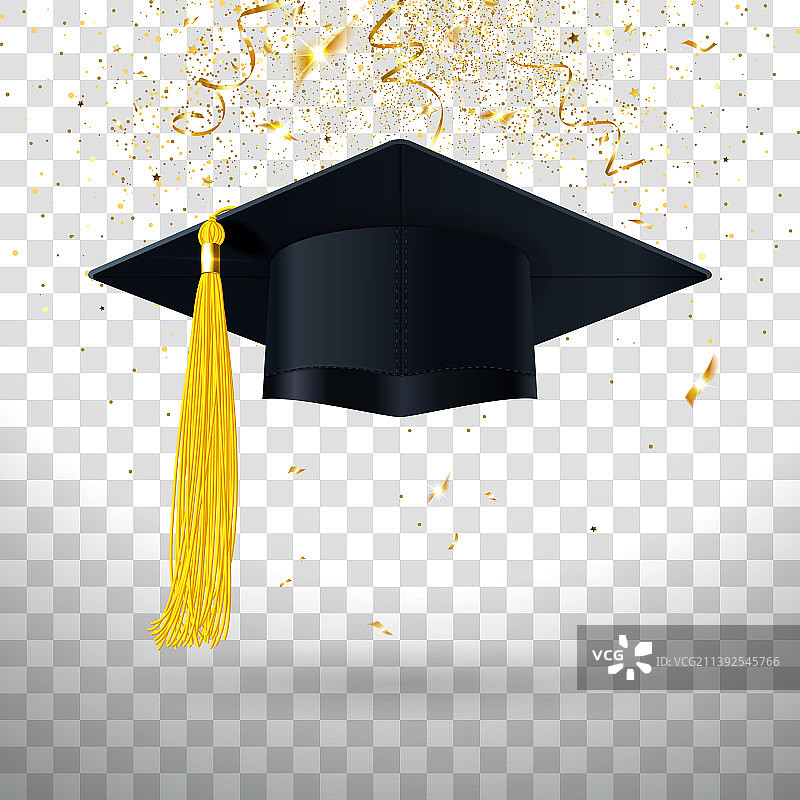 带黄色流苏和金色装饰的毕业帽图片素材