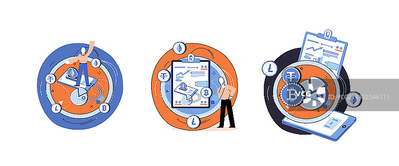 加密货币市场设计与男人图片素材