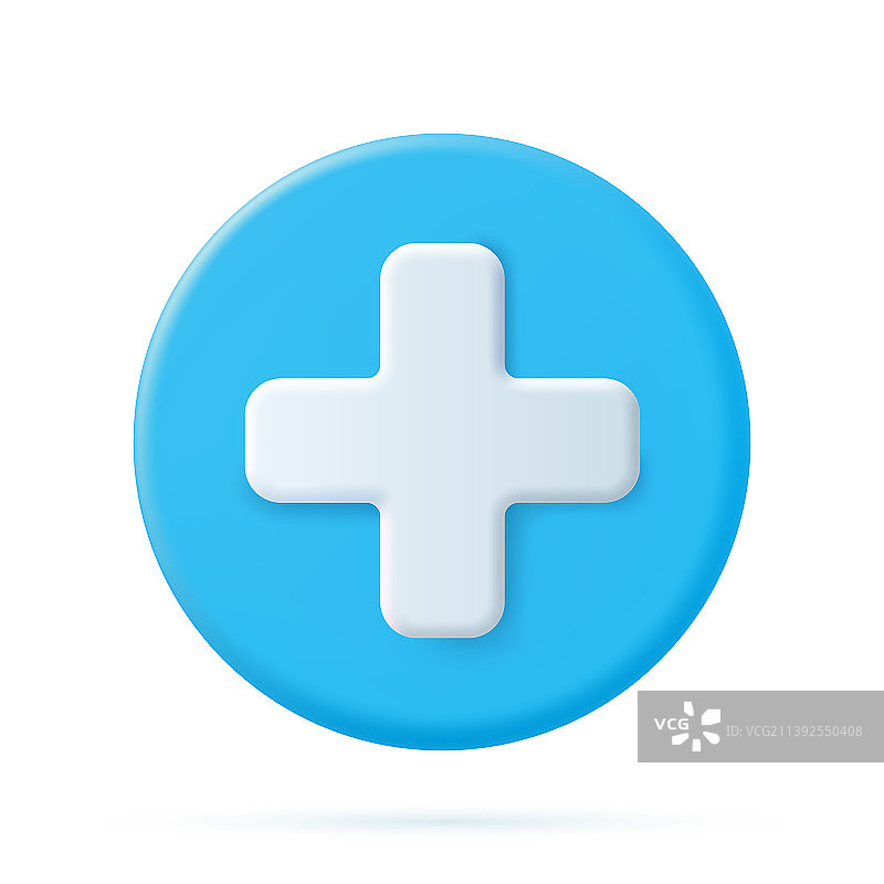 白色背景上的蓝色加号圆圈图片素材