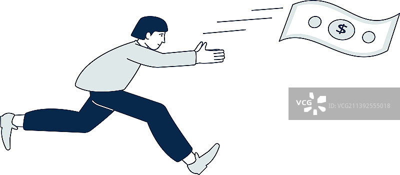 男人追逐飞行的美元图片素材
