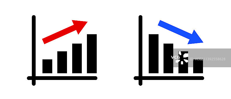 上升和下降条形图图标合集图片素材