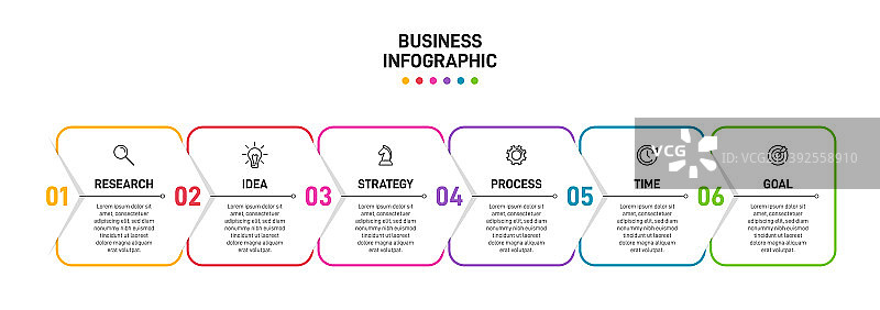 带图标和六个选项的信息图设计图片素材