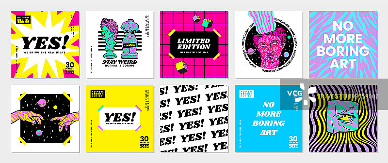 迷幻风格正方形海报封面图片素材