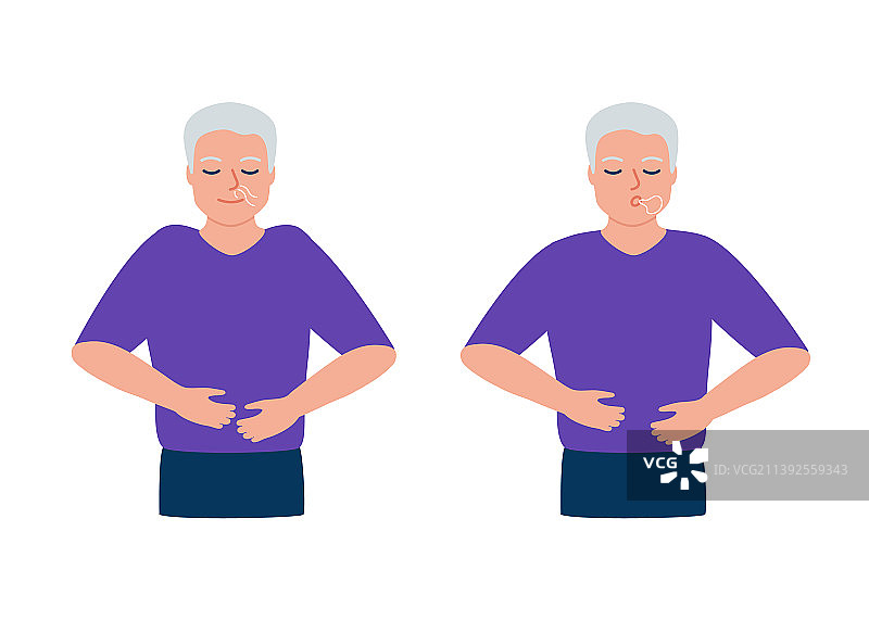 老年男人正在做呼吸运动图片素材