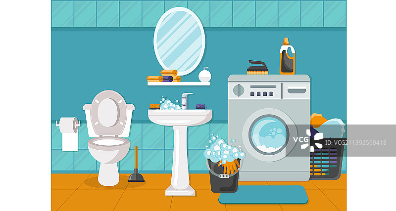 现代浴室室内设计扁平风格图片素材