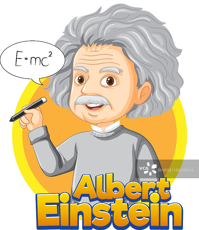卡通风格的阿尔伯特·爱因斯坦肖像图片素材