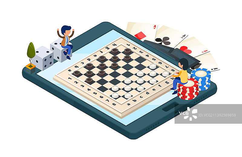 在线棋盘游戏2.5D跳棋手机图片素材