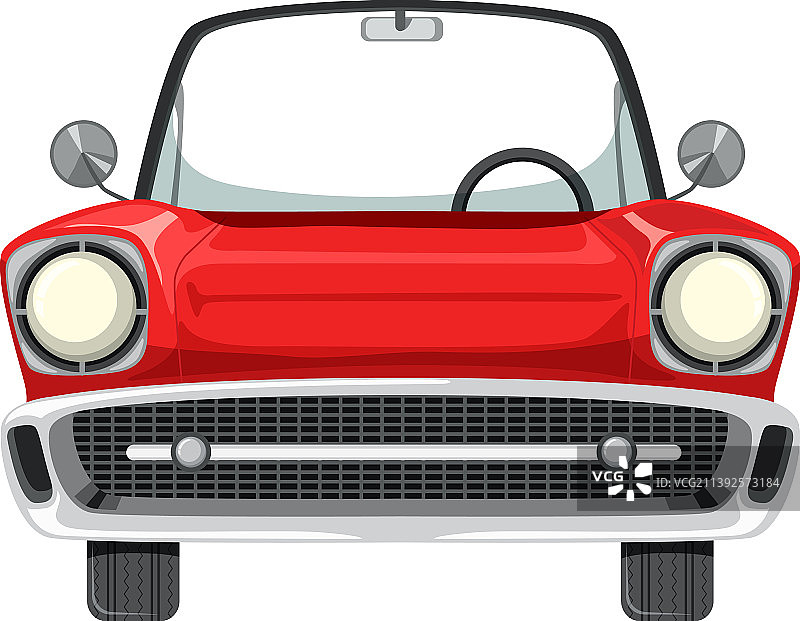 卡通风格的经典红色汽车图片素材