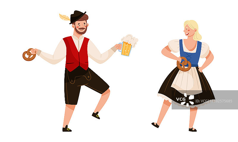 穿着巴伐利亚传统服装庆祝的人们图片素材