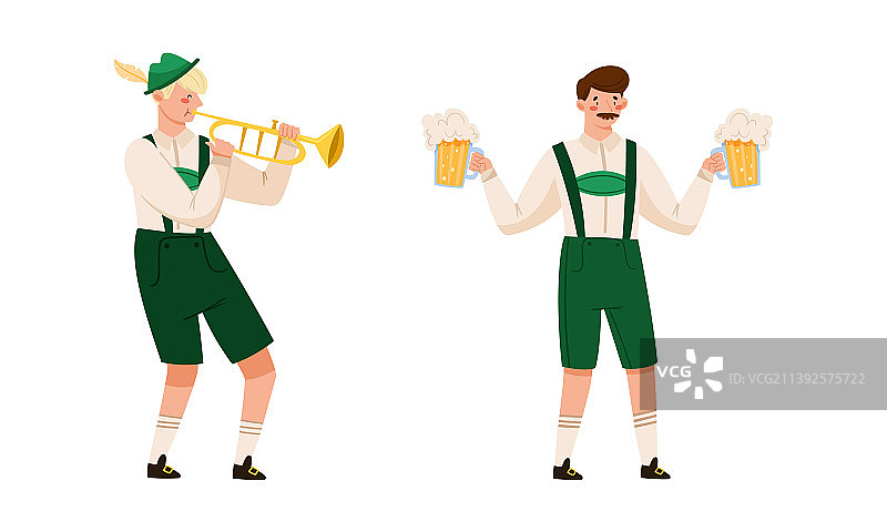 穿着德国传统服装、拿着啤酒杯的男人图片素材