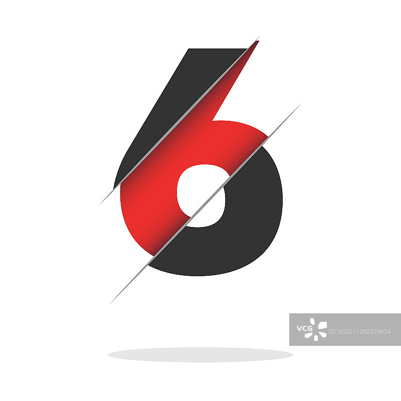 剪纸风格数字6，逼真3D多层效果图片素材