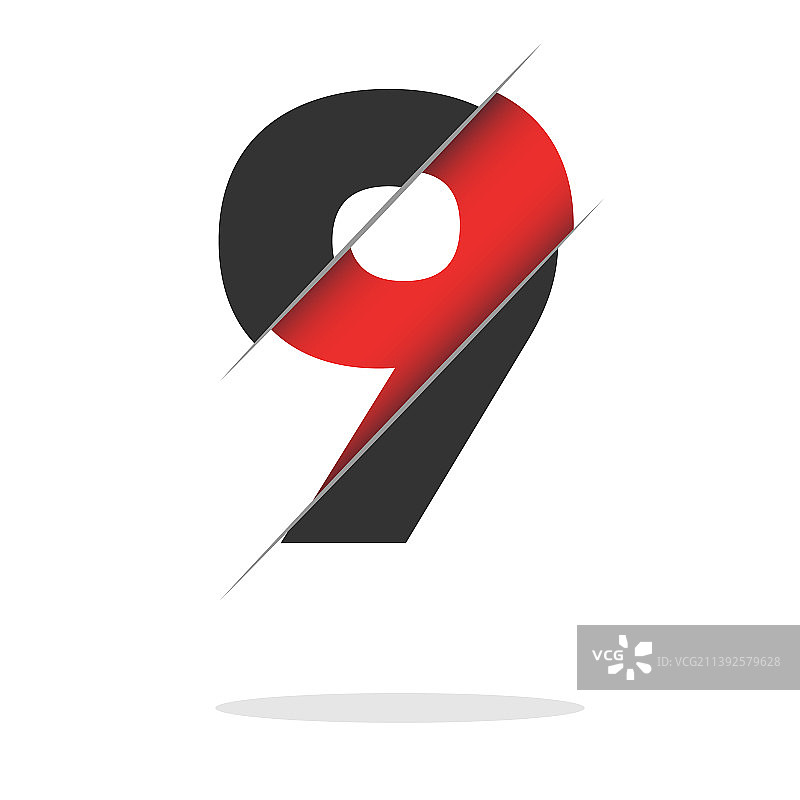 逼真3D多层剪纸数字9图片素材