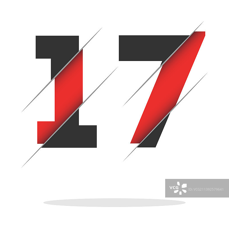 创意切割数字17标志设计图片素材
