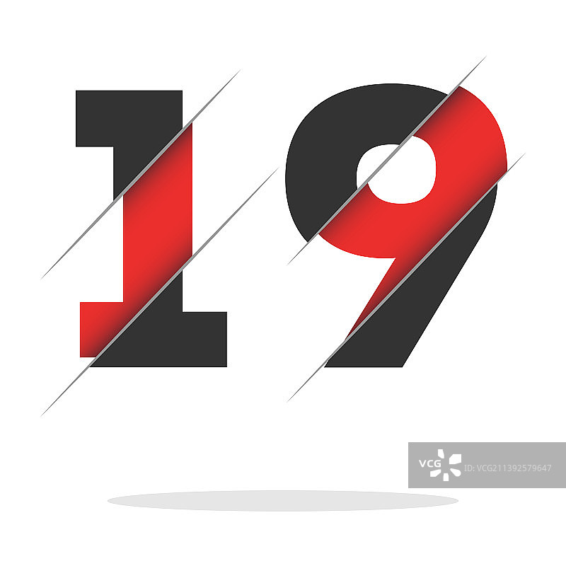 创意切割19数字标志设计图片素材