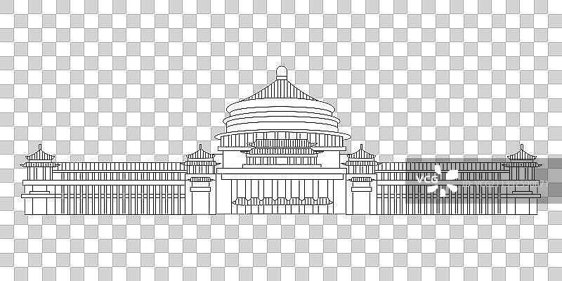 重庆人民大礼堂线条插画图片素材