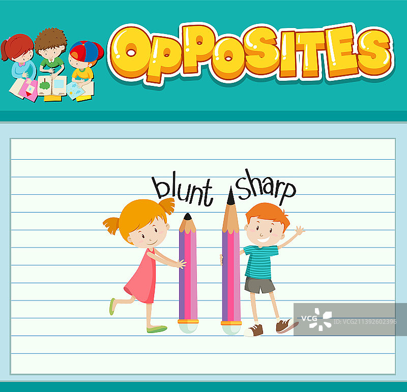 英语反义词教育单词卡片图片素材