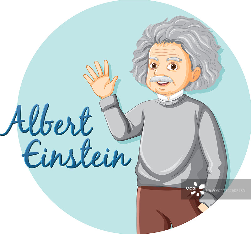 卡通风格的阿尔伯特·爱因斯坦肖像图片素材