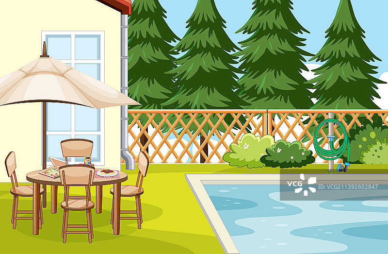 带围栏的后院场景图片素材