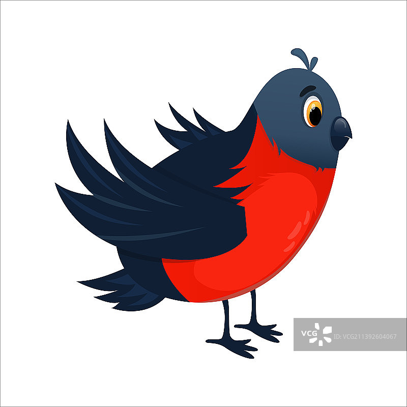 红色金翅雀卡通鸟冬季明亮背景图片素材