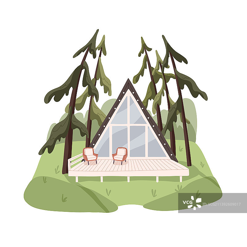 用于豪华露营的A字型自然小屋图片素材