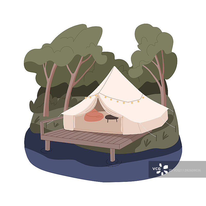 舒适的现代露营帐篷图片素材