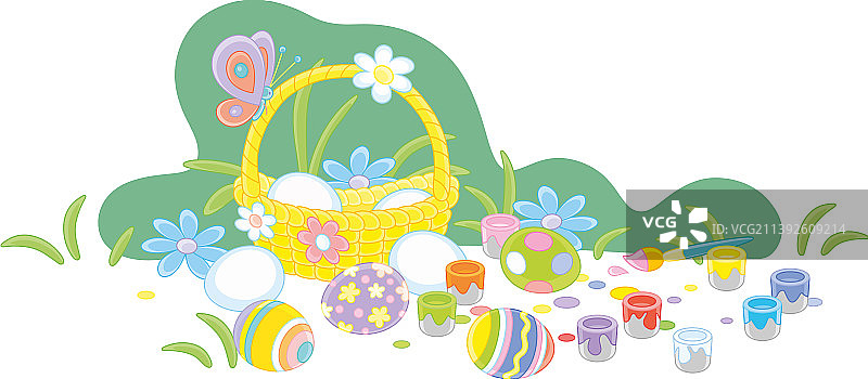 装饰过的复活节彩蛋篮子图片素材