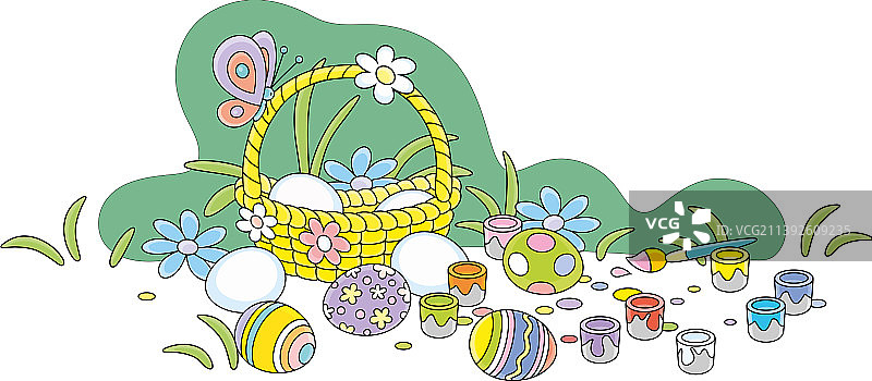 装饰过的复活节彩蛋篮子图片素材