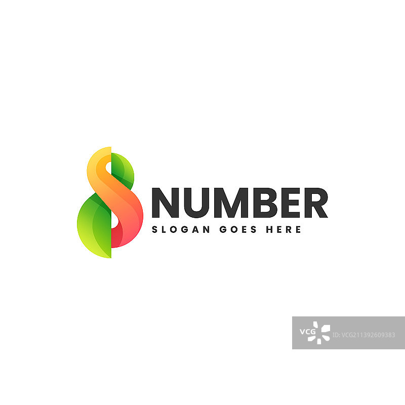 渐变彩色风格数字8 logo图片素材