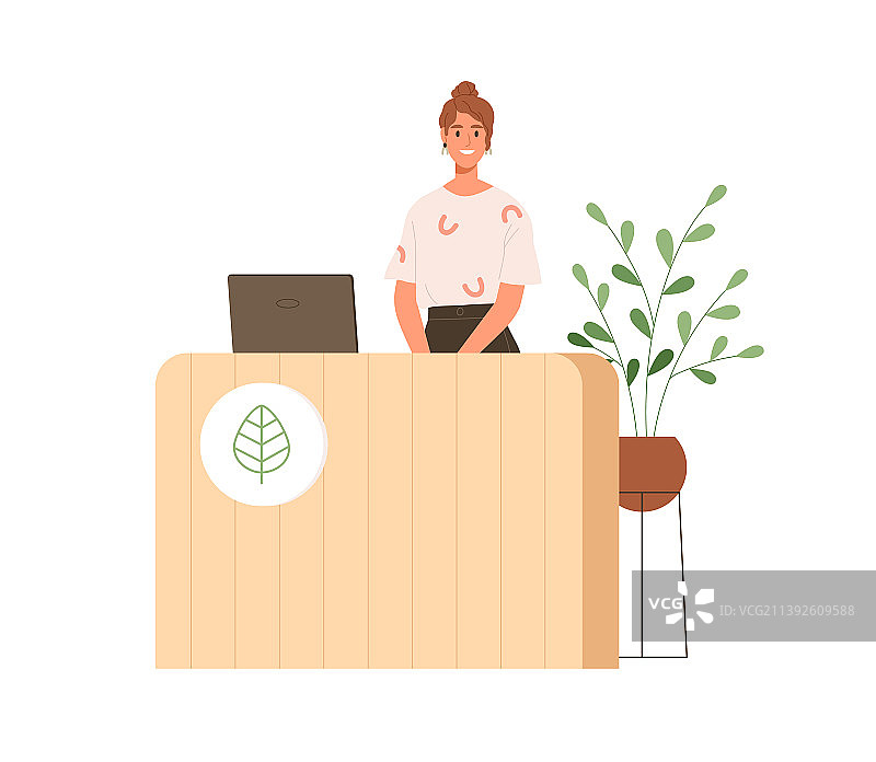 有机商店柜台后快乐的供应商图片素材