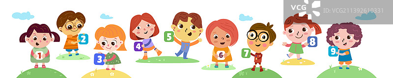 1到9数字儿童卡通套装图片素材