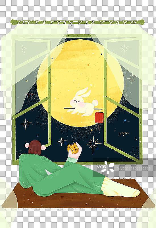 月上中秋赏月插画图片素材