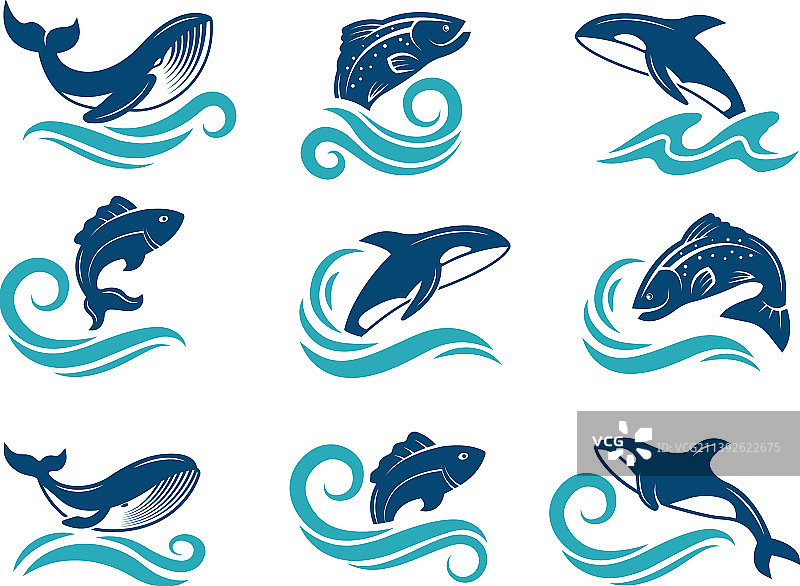 风格化海洋动物鲨鱼图案图片素材