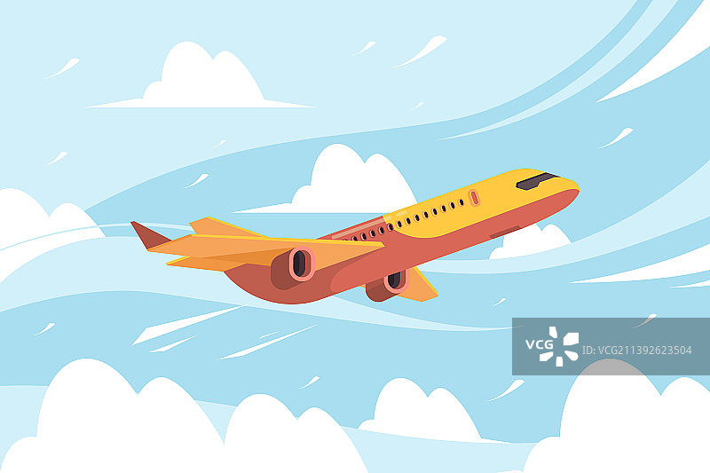 在空中飞行的民用飞机图片素材