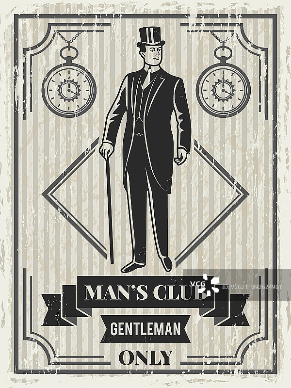 绅士俱乐部复古海报设计模板图片素材
