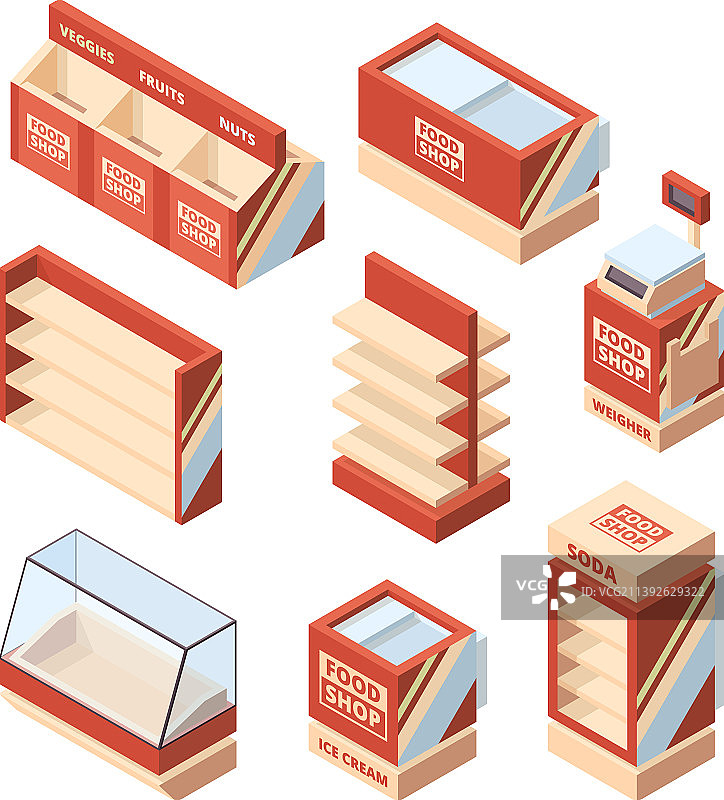 食品杂货店家具店冰箱货架收银台图片素材