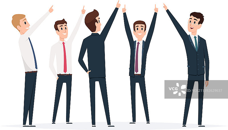 商人团队指向站立的男经理图片素材