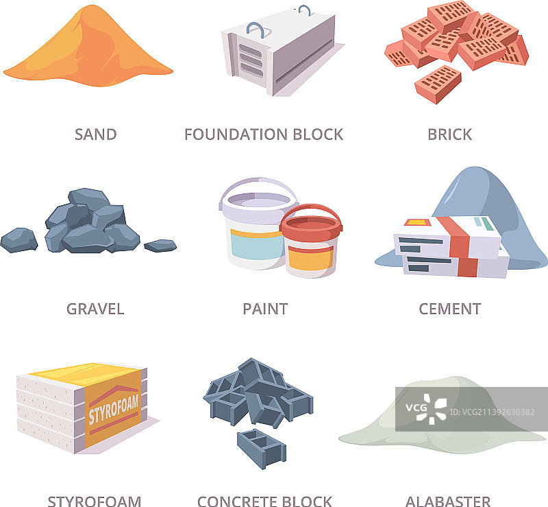 建筑材料和工具砖块堆图片素材