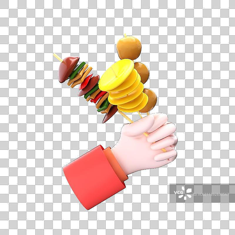 3D渲染美食烤串元素图片素材