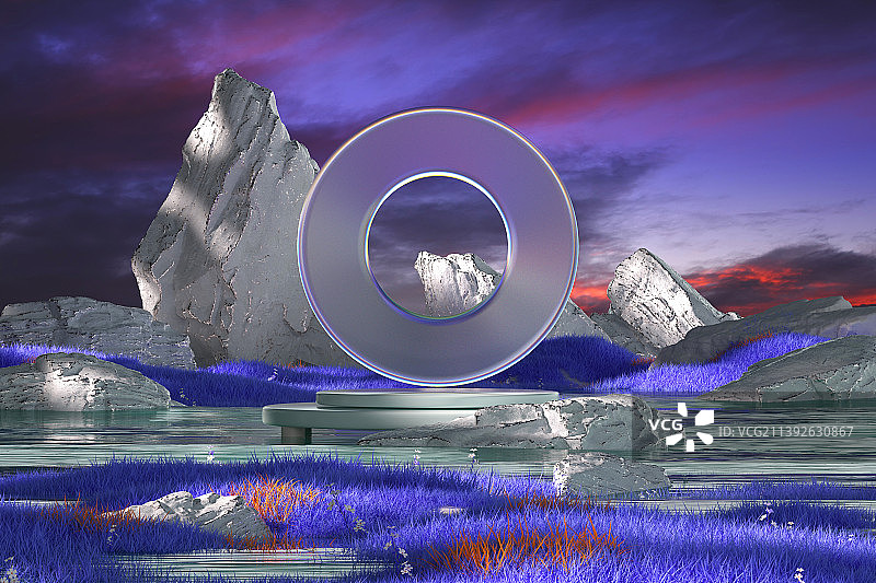 3D渲染柔色写实地形场景图片素材